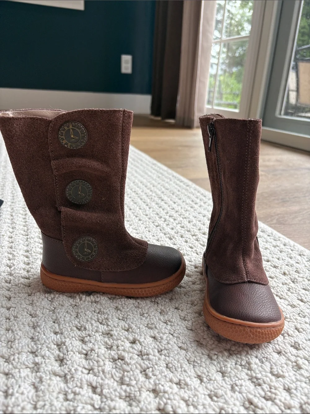 Livie & Luca Brown Suede and Leather-Style Zip Boots